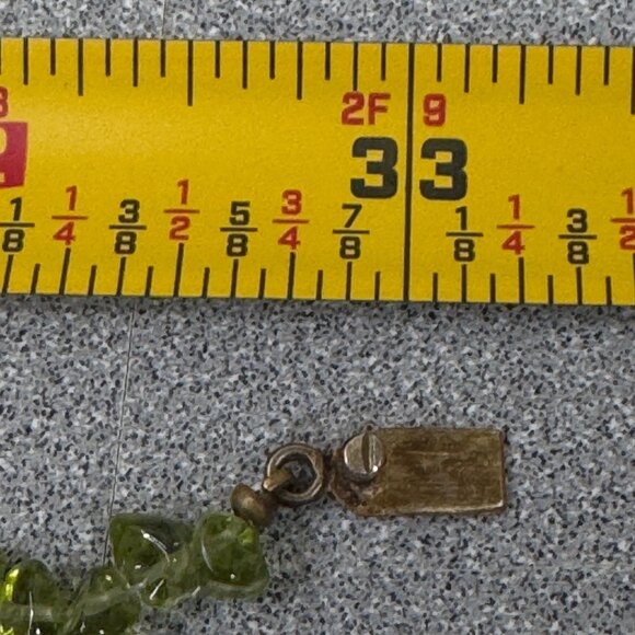 Vintage Peridot Chip Beaded Necklace Sterling Silver Ornate Clasp 33" Long Green - Picture 9 of 9